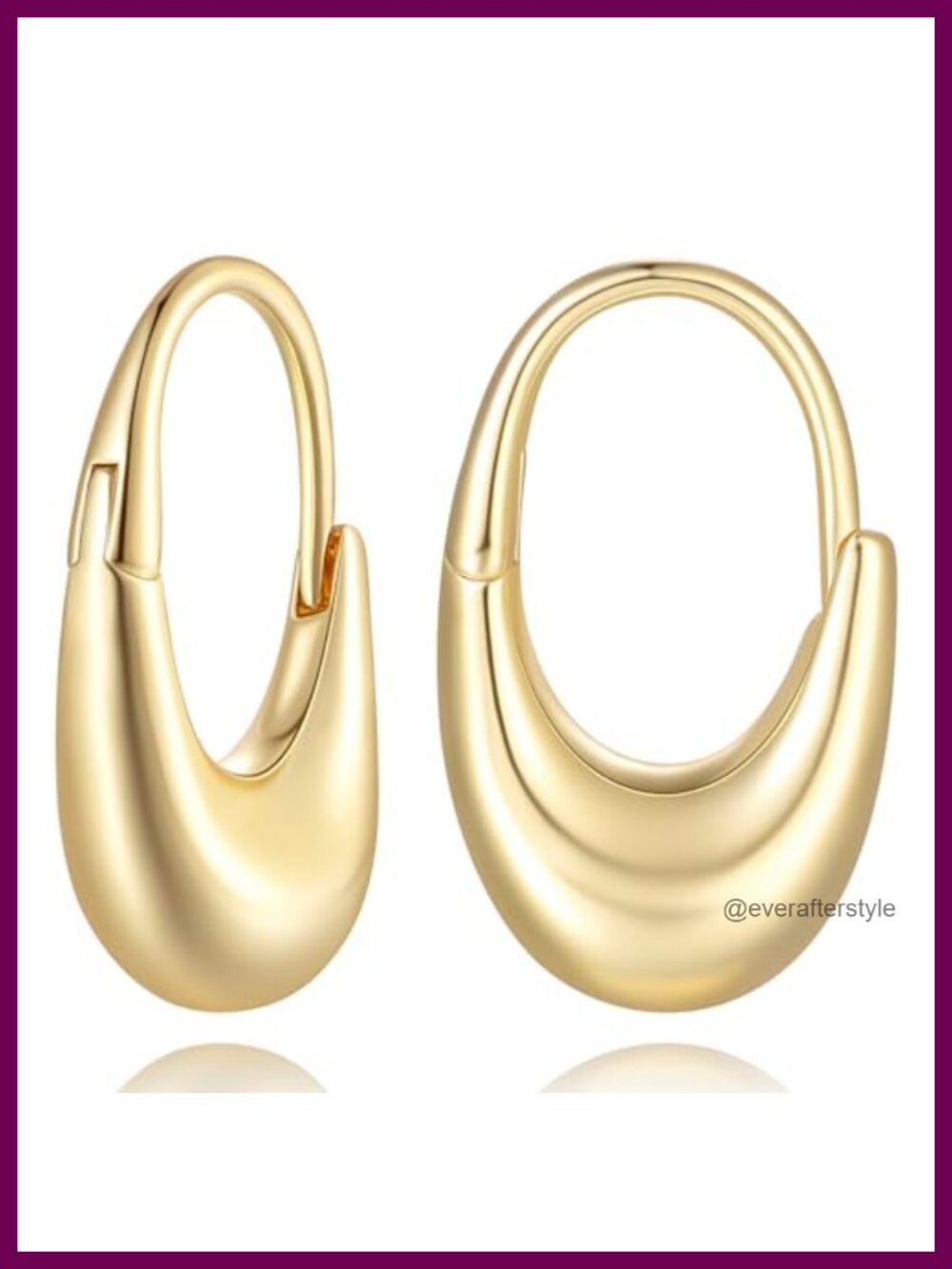 14K Gold Plated Chunky Hoop Earrings for Women Lightweight Crescent Moon